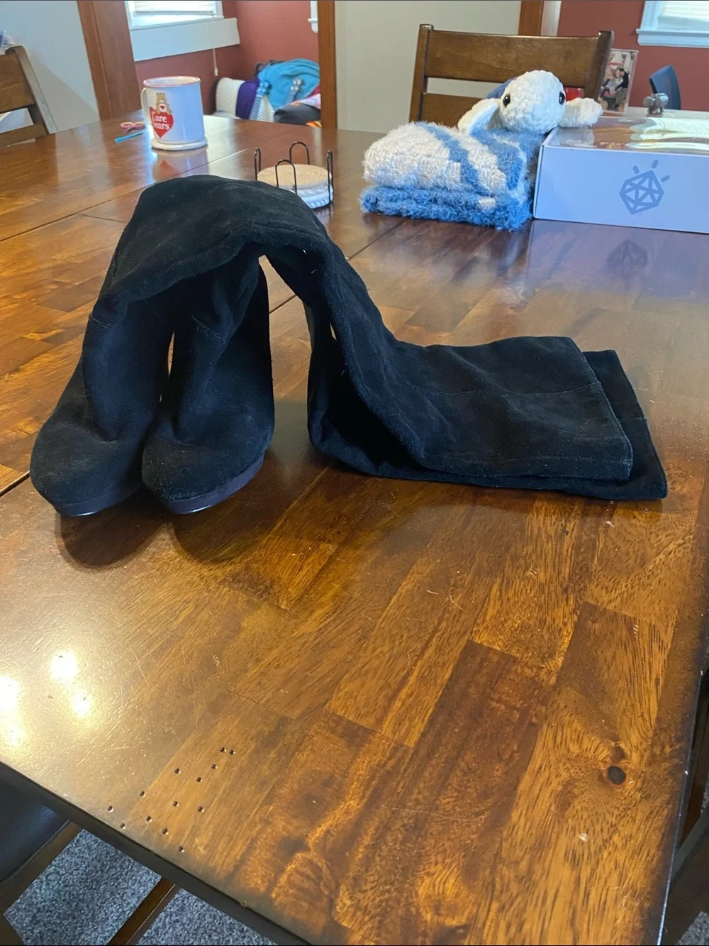 Nine West Black Suede Over-the-Knee Platform Stiletto Boots